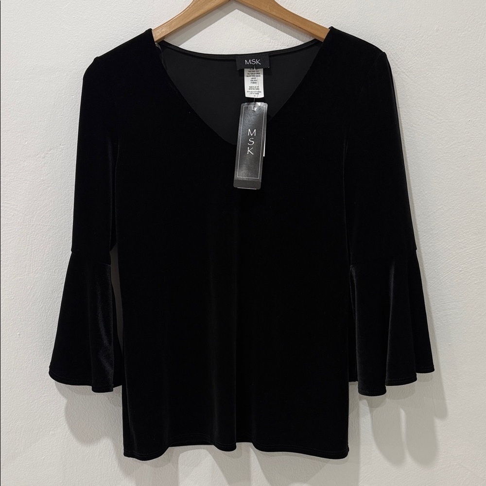 MSK Women's Elegant Black Flare Sleeve Blouse